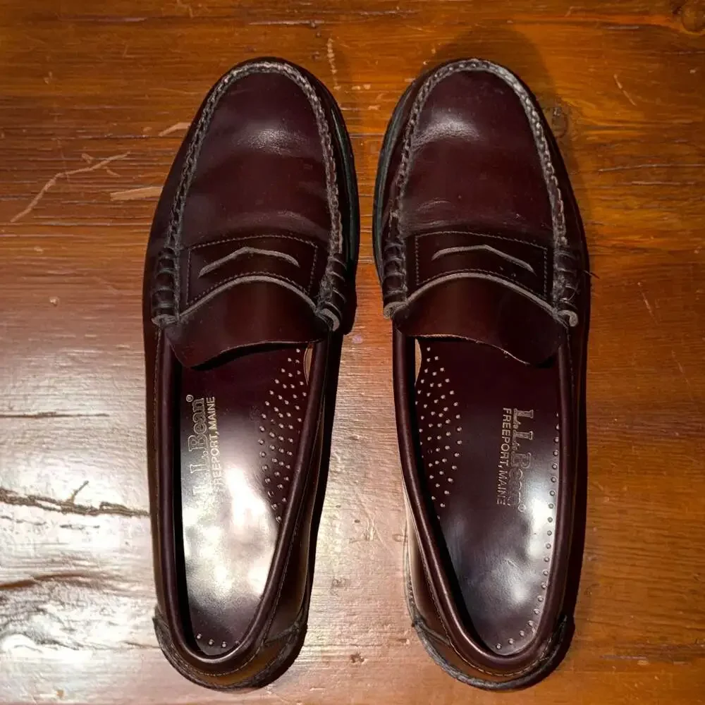 L.L. Bean Men's Burgundy Leather Penny Loafers
